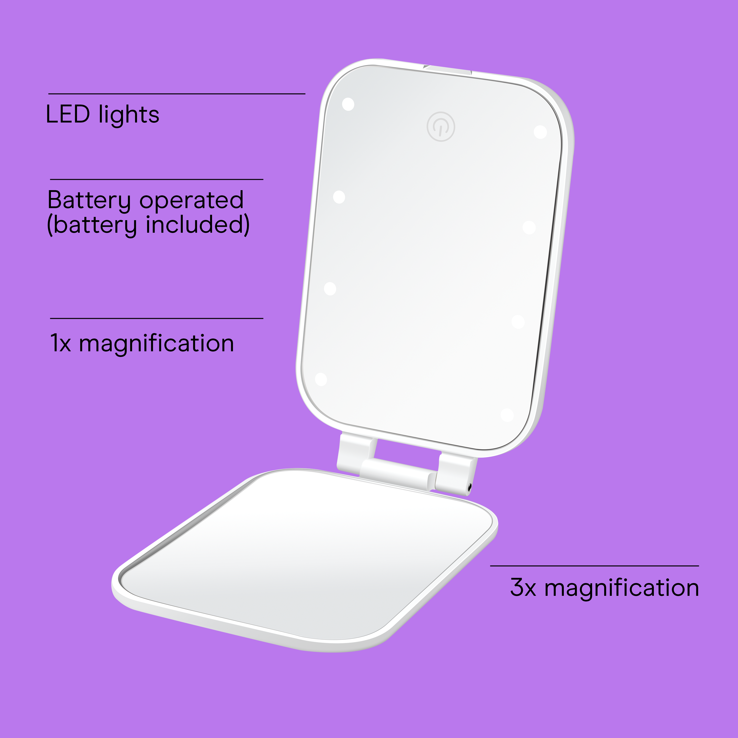LED-Lighted Compact Mirror