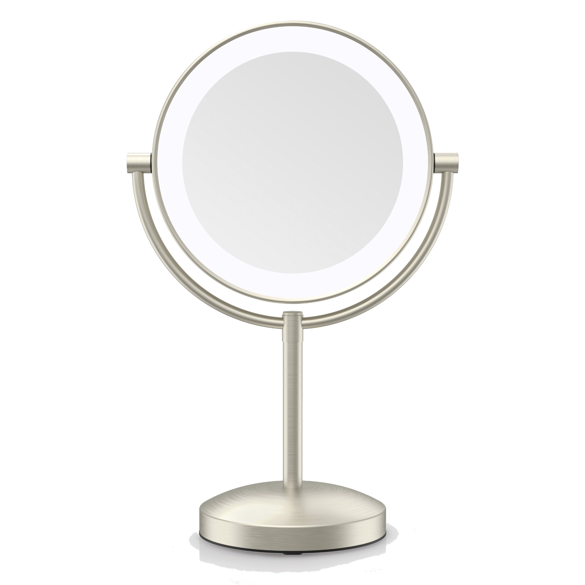 1x/10x Brushed Satin Nickel Lighted Makeup Mirror