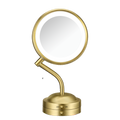LED-Lighted 1x/5x Magnification Mirror in Brushed Brass