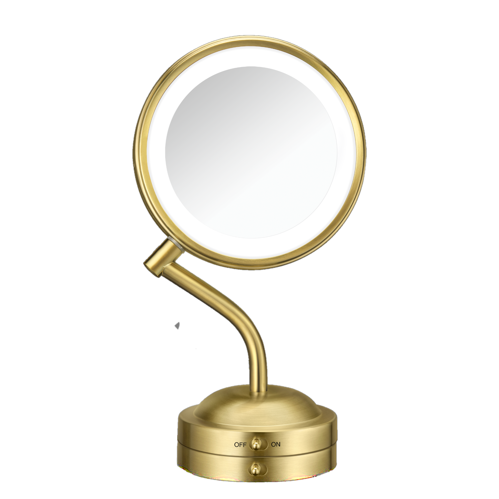 LED-Lighted 1x/5x Magnification Mirror in Brushed Brass
