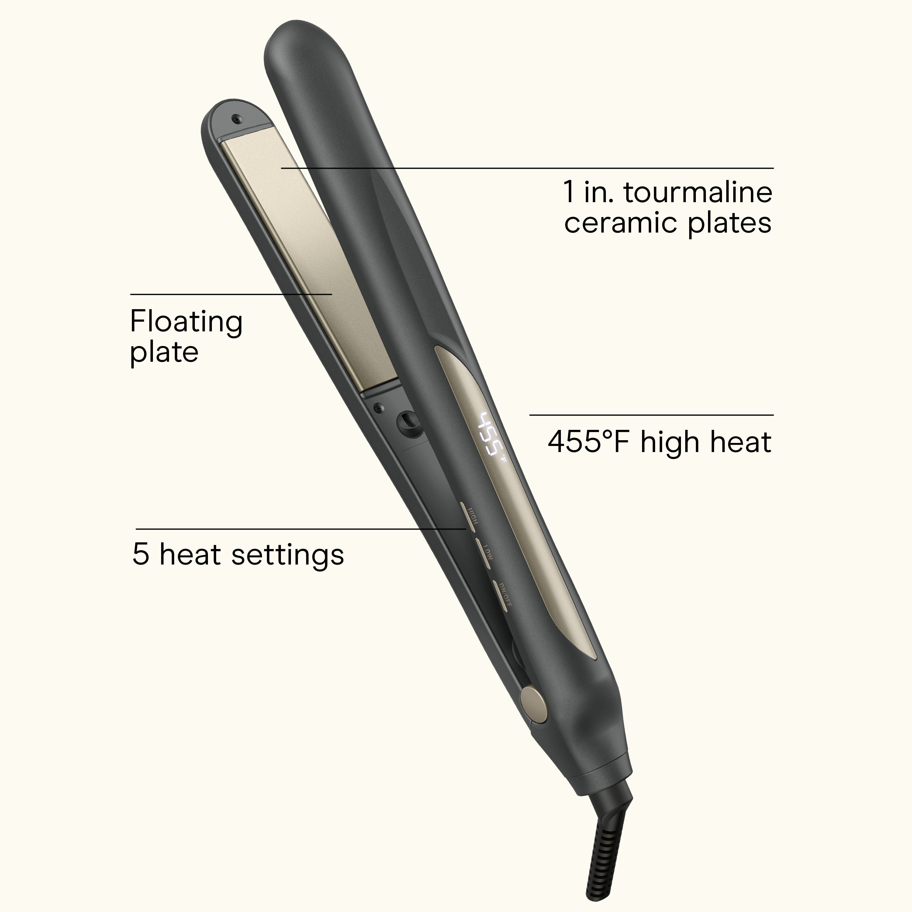 1" Tourmaline Ceramic Flat Iron