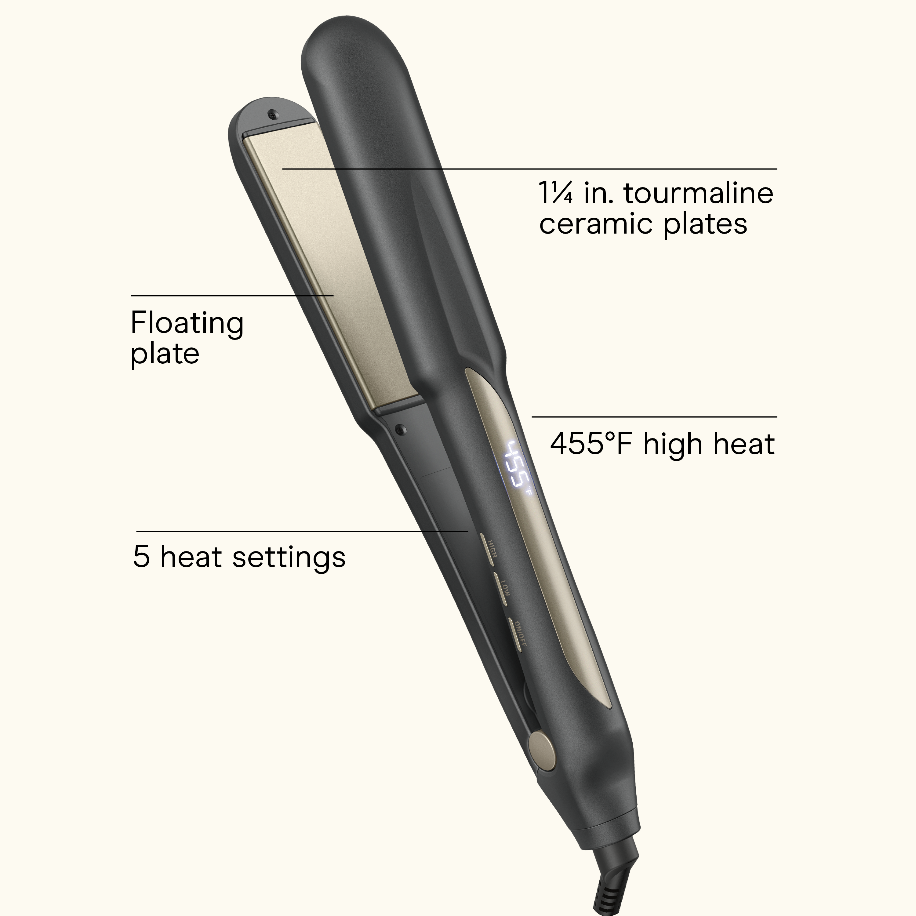 1&frac14;" Tourmaline Ceramic Flat Iron