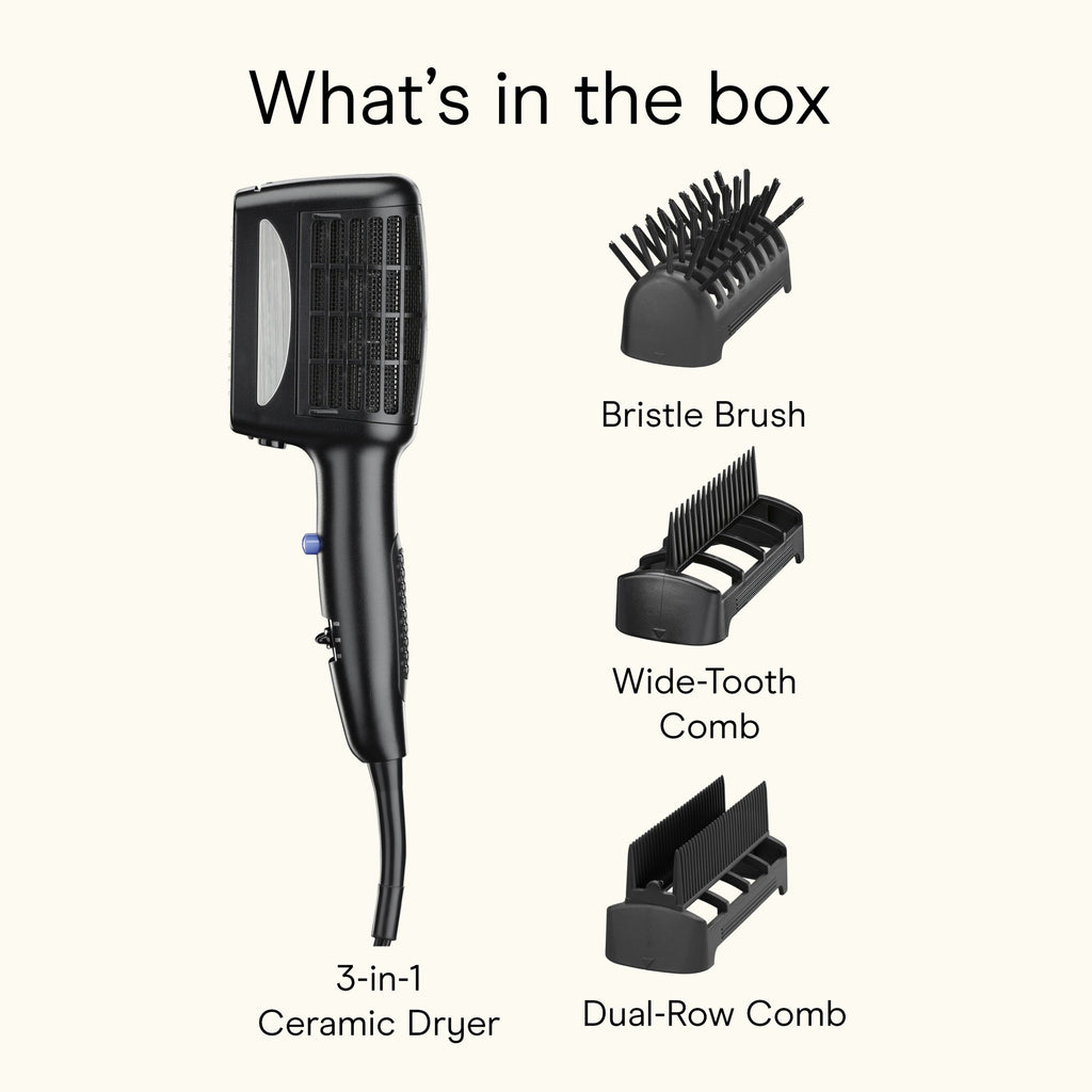 Detangle, Straighten & Volumize, 3-in-1 Ceramic Styling Hair Dryer